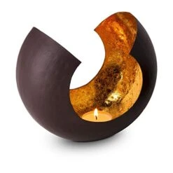 ROMINOX Gift Item Tealight Holder// Sacral With Gold Foil Lining, Christmas, Barbecue, Valentine's Day, Mother's Day; Dimensions: (Large - 18 X 11 X 15 Cm)