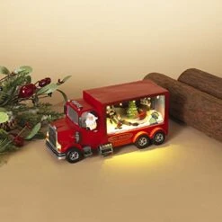 Christmas Light Up Winter Snow Village Vehicle Moving Scene Box Truck Decoration