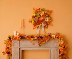 6FT Fall Garland With Pumpkins, MISSPIN Maple Garland For Fall Decor, Hanging Vine Garland For Thanksgiving Decor, Home Wedding Fireplace Party Christmas -Department 56 Shop 41rOIgtC5tL