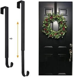 Adjustable Wreath Hanger For Front Door, Metal Wreath Hook For Tall Door 2Pack, 15"-25.4" Adjustable Front Door Wreath Holder Ornament Metal Hook For Christmas Decor Wreath Over The Door Hanger, Black -Department 56 Shop 41rT1PtRBVL. AC