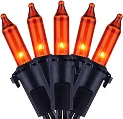 YULETIME Orange String Lights With Black Wire, 66 Feet 200 Count UL Certified Christmas Light, Pack Of 2 Sets 33 Ft 100 Amber Mini Light Set For Halloween Thanksgiving Holidays (Orange) -Department 56 Shop 41rV6opqbyS. AC
