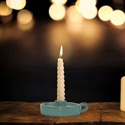 Kendiis Candle Holder Ceramic Candlestick Holder, Set Of 2, Candlelight Stand For Spell Candles, Taper Candles, And Incense, Halloween Christmas Room Decoration Display (Blue)