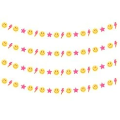 4Pcs Preppy Smile Face Lighting Star Garland Party Decoration College Room Decor, Back To School Dorm Classrooms Decorations, Trendy Style Sweet Room Decor For Teen Girls Back To School Gifts