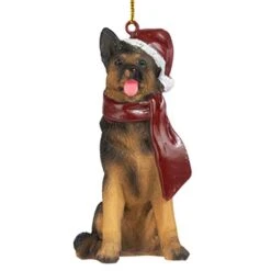 Design Toscano German Shepherd Holiday Dog Christmas Tree Ornament Xmas Decorations, 3 Inch, Full Color -Department 56 Shop 41rnd7pDmWL