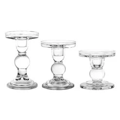 BTGLLAS 3-Piece Set Of Glass Candlestick, Crystal Candlestick Holder Holder And Conical Candle, Christmas Candle Holder Decoration, Family Living Room Wedding Candle Holder (7 Colour) -Department 56 Shop 41rvhCJfA6L