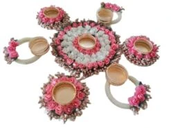 GENERIC India Gift HUB Handmade Tea Ligth Rangoli Set | Multi Design Festive Diyas| Tea Light Holders Housewarming Favors Outliner Decoration | Floral Mats Tea Party Floor Diwali Christmas Decor