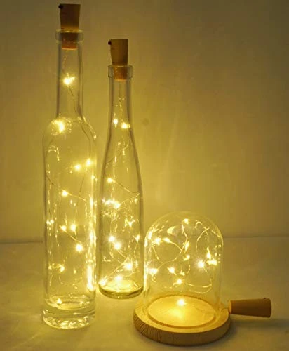 Decorman Wine Bottle Cork Lights, 20 Pack 20 LED Warm White Cork Shape Silver Copper Wire LED Starry Fairy Mini String Lights For DIY/Decor/Party/Wedding/Christmas/Halloween 5 Decorman Wine Bottle Cork Lights, 20 Pack 20 LED Warm White Cork Shape Silver Copper Wire LED Starry Fairy Mini String Lights For DIY/Decor/Party/Wedding/Christmas/Halloween - Image 5