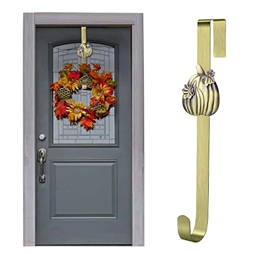 Fovths Metal Wreath Hanger 14.5 Inches Wreath Hook With Pumpkin Interchangeable Icons Wreath Hanger For Front Door Metal Wreath Hook Thanksgiving Autumn Christmas Decorations (Green Bronze, Pumpkin) 1 Fovths Metal Wreath Hanger 14.5 Inches Wreath Hook With Pumpkin Interchangeable Icons Wreath Hanger For Front Door Metal Wreath Hook Thanksgiving Autumn Christmas Decorations (Green Bronze, Pumpkin)