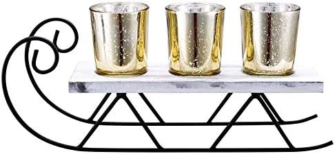 Gorgeous Home Christmas Sled Candlestick Decorative Votive Candle Holders Mercury Glass Tealight Candle Holder For Home Decor (Gold) 7 Gorgeous Home Christmas Sled Candlestick Decorative Votive Candle Holders Mercury Glass Tealight Candle Holder For Home Decor (Gold) - Image 7
