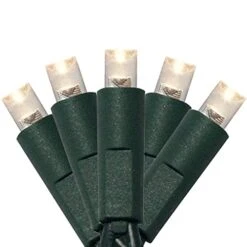 50 Count 5MM Wide Angle Led Christmas Lights Set,Outdoor Led String Lights For Garden Patio Christmas Trees Decoration,17 Feet Green Wire,Warm White