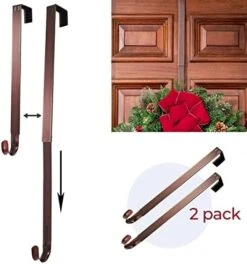 Haute Decor Adapt Adjustable Length Over The Door Wreath Hanger Hook - 2PACK - Strong, Holds Up To 20 Lbs. (Matte Black) -Department 56 Shop 41u9GnMGn3L. AC