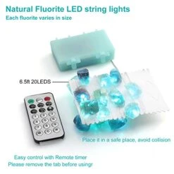 Natural Fluorite String Lights Raw Crystal Decorative Lights Healing Cluster Lit 20 LEDs 6.5ft With Remote Control, Hanging Ornaments Decor Battery Operated For Reiki, Wedding, Divination, Display -Department 56 Shop 41uI4586yOL