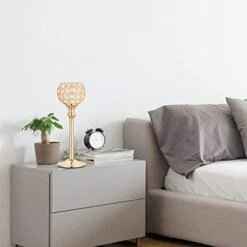 Hossejoy 2 PCS Candle Holders, Crystal Candlestick Holders For Tables Dining Halloween Christmas Anniversary Wedding Decoration, Fit Best With Flameless LED Tea Light Candles (Gold) -Department 56 Shop 41v0R3CCBtL