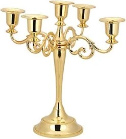 5 Arm Candle Holder, Metal Candelabra Candlestick Stand Home Decoration Centerpiece For Wedding Dinning Table Party Banquet Christmas - Gold -Department 56 Shop 41vOdOJBQaL. AC