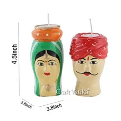 Handmade Marwari Couple Pair Tea Light Holder Wax Candle Stand For Diwali Navratri Christmas New Year Decoration Items Paper Mache Handpainted Handicrafted Rajasthani Pair Candle Diya For Home Décor -Department 56 Shop 41w6Jo94ecL
