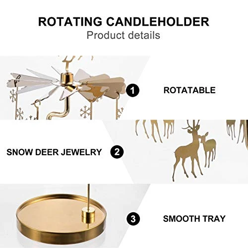 Lurrose Christmas Carousel Candle Holder Tea Light Holder Metal Rotary Spinning Candle Cup EIK Metal Candlestick For Party Home Office Festival 3 Lurrose Christmas Carousel Candle Holder Tea Light Holder Metal Rotary Spinning Candle Cup EIK Metal Candlestick For Party Home Office Festival - Image 3