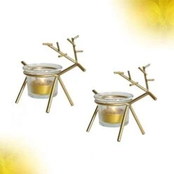Holibanna 2 Pack Reindeer Tea Light Candle Holders Glass Votive Candle Holder Christmas Table Decorations Centerpieces For Party Dining -Department 56 Shop 41w94gy6u8L