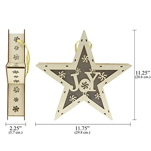 Clever Creations Wooden Star Shaped Nativity Scene Christmas Ornament, Festive LED Holiday Décor For Shelves And Tables, Joy 2 Clever Creations Wooden Star Shaped Nativity Scene Christmas Ornament, Festive LED Holiday Décor For Shelves And Tables, Joy - Image 2