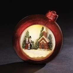 Christmas By Roman Inc., Confetti Lites Collection, 6.5" H LED Swirl Confetti Light Dome With Church, Lantern, Snow Globe, Holiday Home Décor, Santa, Cardinal, Nutcracker, Snowman, Reindeer (5x5x6)