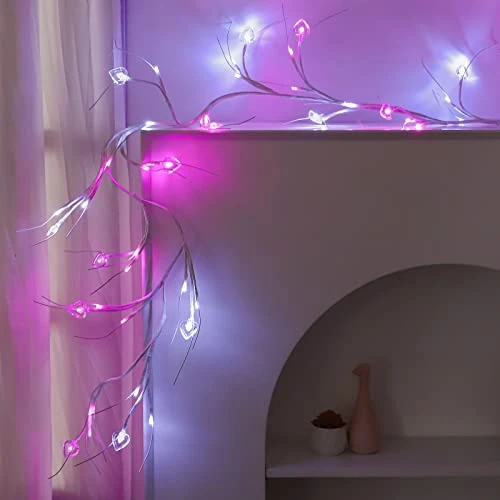 Dolunvo Birch Garland With Heart-Shaped Lights 6FT 54 LED Battery Operated, Lighted Twig Vine With Timer For Valentines Day Decor Christmas Home Fireplace Decoration Indoor Outdoor Use 3 Dolunvo Birch Garland With Heart-Shaped Lights 6FT 54 LED Battery Operated, Lighted Twig Vine With Timer For Valentines Day Decor Christmas Home Fireplace Decoration Indoor Outdoor Use - Image 3