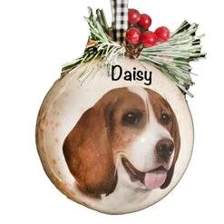 Personalized Beagle First Christmas Ornament 2023 - Decor For Christmas Tree, Bone, Paw, Photo, Family, Frame, Picture For Big Dogs, Puppies, Brindle, Small, Miniature And Beautiful Breeds