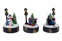 Christmas Village Tabletop Hockey Skating Rink - Pre-lit Winter Snow Village - Perfect Addition To Your Christmas Indoor Home Decorations - Great Centerpiece For Your Collection (Set Of 3 Figures)