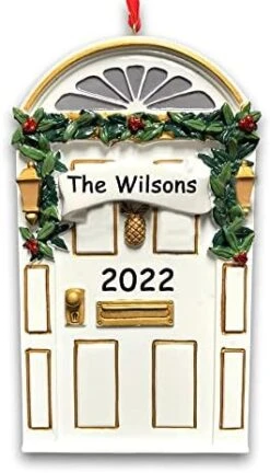 Personalized New Home Our First Home Christmas Holiday Door Wreath With Holly Bush Detail And Lanterns Christmas Ornament With Custom Names Address And Date (Optional) -Department 56 Shop 41xrUGnqwjL. AC