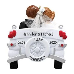 Personalized Wedding Ornaments - Mr Mrs Ornaments 2022 - Vintage Wedding Car Ornament, Our First Christmas Married Ornament 2022, Newlywed Christmas Ornament 2022- Free Customization