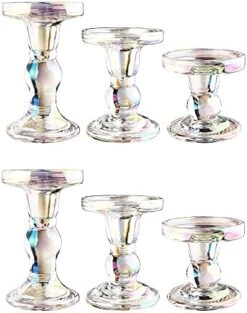 BTGLLAS 3-Piece Set Of Glass Candlestick, Crystal Candlestick Holder Holder And Conical Candle, Christmas Candle Holder Decoration, Family Living Room Wedding Candle Holder (7 Colour) -Department 56 Shop 41y 6gKmvL. AC