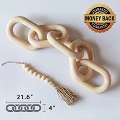 Wood Chain Link Decor For Coffee Table | Decorative Wood Chain Link And Bead Garland Set | Wood Knot For Aesthetic Room Decor | Hand Carved Wooden Chain Links For Boho Decor SierTing（Natural 21.6inch） -Department 56 Shop 41yH8B1MgYL