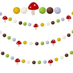 Tatuo 2 Pieces Felt Mushroom Garlands Mushroom Hanging Ornaments Felt Mushroom Shaped Pom Pom Hanging Garland Banner Decorations For Christmas Wedding Holiday Baby Shower Home Decoration