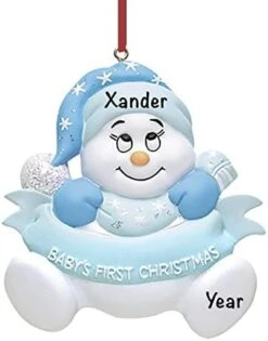 Baby's First Christmas Ornament 2022 – Polyresin Blue Snow Baby Ornaments For Christmas Tree – Baby Boy First Christmas Ornament – Personalized Baby Gifts For Newborn Boys -Department 56 Shop 41ytw3Yx3L. AC