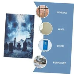 Yardwe 2pcs Skull Hanging Door Curtain Halloween Outdoor Decorations Outdoor Sign Wall Hooks Decorative Hanging Banner Ornament Porch Sign For Halloween Front Door Porch Cover Indoor 3d -Department 56 Shop 41z1dg675QL