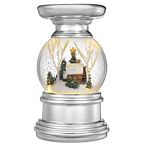 Haute Decor Snowburst 7 Inch Tall Log Cabin Christmas Snow Globe With Candle Holder And Built-in Timer, Warm White LED’s And Pulsing Snow Swirls For Pillar Candles 1 Haute Decor Snowburst 7 Inch Tall Log Cabin Christmas Snow Globe With Candle Holder And Built-in Timer, Warm White LED’s And Pulsing Snow Swirls For Pillar Candles