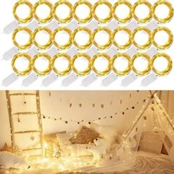 WATERGLIDE 24 Pack Fairy Lights Battery Operated (Included), 6.5ft 20 LED Mini String Lights, Waterproof Silver Wire Firefly Starry Lights For DIY Wedding Christmas Party Mason Jars Decor, Cool White -Department 56 Shop 51 1VdHJkL. AC