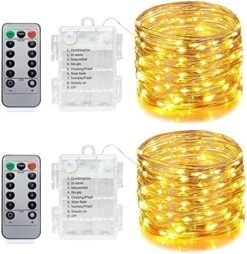 Kikasam 2 Pack 39ft Led Fairy Lights Battery Operated Christmas String Waterproof Copper Wire Twinkle Party Wedding Halloween Xmas Tree Mason Jar Craft Decorations (Warm White) -Department 56 Shop 51 AMggHrsL. AC