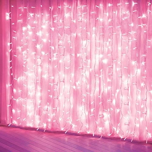 Amadecohome Curtain Lights, Pink 8 Modes LED String Lights For Garden, Teen Girls' Room, Party, Window, Wall And Valentines Day Decor 7 Amadecohome Curtain Lights, Pink 8 Modes LED String Lights For Garden, Teen Girls' Room, Party, Window, Wall And Valentines Day Decor - Image 7