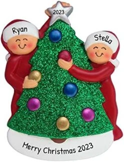 Personalized Family Ornament 2022 - Family Of 6 Christmas Ornament 2022 - Black Family Decorating Christmas Tree Ornament Family Of 6 Christmas Tree Decor 2022 - Free Customization -Department 56 Shop 51 Sx DChL. AC