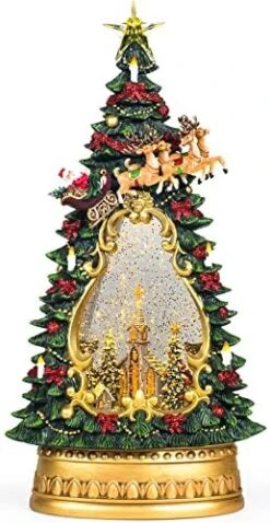 14 Inch Snow Globe Christmas Tree Figurine Lantern Musical Lighted Water Church In Swirling Glitter Decorations Lantern For Holiday Season Home Decor -Department 56 Shop 51 ZteQJhuL. AC