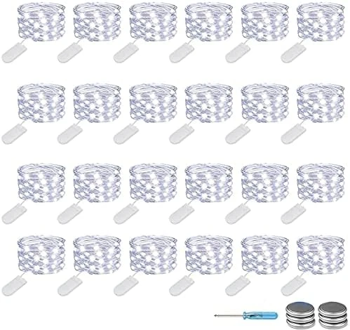 ANGMLN YITING 24 Pack 30 Led Fairy Lights Battery Operated 10.2ft (3M) Silver Copper Wire LED Mini String Lights Waterproof Cool White Firefly Lights For Wedding Party Jars Christmas Home Decoration 9 ANGMLN YITING 24 Pack 30 Led Fairy Lights Battery Operated 10.2ft (3M) Silver Copper Wire LED Mini String Lights Waterproof Cool White Firefly Lights For Wedding Party Jars Christmas Home Decoration - Image 9