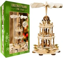 German Christmas Decoration Pyramid - 18 Inches - Wood Nativity Scene Set-Under The Christmas Tree - Table Top Holiday Decor - 3 Tiers Carousel- 6 Candle Holders - German Design. -Department 56 Shop 51 xHkaKZZL. AC