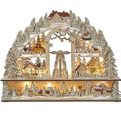 Kurt S. Adler 13.8-Inch Battery-Operated Light Up Christmas Village With Santa