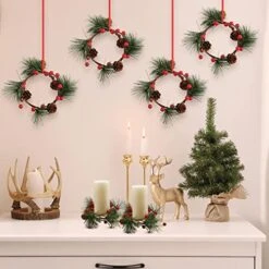 20 Pieces Mini Christmas Wreath Christmas Candle Holder For Pillar Candles, 10 Pieces Votive Candle Berry Ring With Pinecones And 10 Pieces Metal Candle Holders For Wedding Christmas Party Decoration -Department 56 Shop 510AEvk1IaL