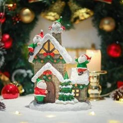 Christmas Winter Village House Scene With Christmas Gnome- Resin Figurine With LED Light Festive Holiday Decor For Home Table Bar Bookshelf Fireplace Christmas Resin Decor -Department 56 Shop 510QEhz9eiL. AC