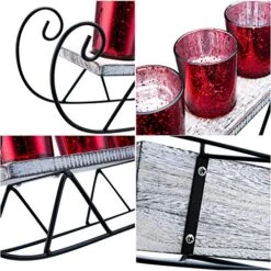 Diamond Star Christmas Candle Holders Mercury Glass Tealight Candle Holder Decorative Sled Votive Candlestick For Home (Red) -Department 56 Shop 510ca1RlODL