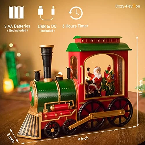 Christmas Musical Snow Globe Lantern, Santa In Musical Train Spinning Water Lamp With 6H Timer, Festival Ornament Gifts For Family, Kids 5 Christmas Musical Snow Globe Lantern, Santa In Musical Train Spinning Water Lamp With 6H Timer, Festival Ornament Gifts For Family, Kids - Image 5
