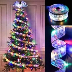 TURNMEON [ Extra Long ] 50 Ft 150 LED Ribbon Christmas Tree Lights Decoration, Adapter Powered Double Layer Copper Wire Fairy String Lights Christmas Tree Decorations Home Indoor New Year -Department 56 Shop 510srITiDHL. AC