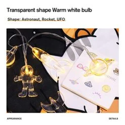 20 LED Children's Room LED String Light Astronaut Spaceship Rocket Pendants Holiday Party Lights Wall Window Nursery Or Kids Room Decor Wedding Around The Garden Party Patio Christmas (Warm White) -Department 56 Shop 51113ZkiygL