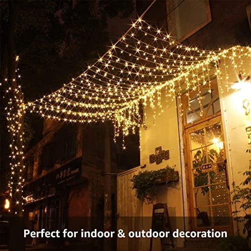 Lighting EVER Curtain Lights, 306 LED 10×10 Ft High Density Plug In Window Hanging Fairy String Lights For Wedding Party Backdrop Gazebo, Twinkle Lights For Bedroom Wall (18 Strings, 6.9" Apart) 4 Lighting EVER Curtain Lights, 306 LED 10×10 Ft High Density Plug In Window Hanging Fairy String Lights For Wedding Party Backdrop Gazebo, Twinkle Lights For Bedroom Wall (18 Strings, 6.9" Apart) - Image 4