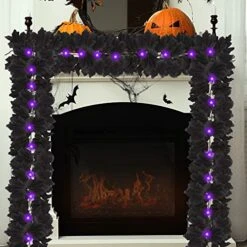 FINGOOO 2 Pack Black Garland Halloween,5.9Ft Black Vines Maple Leaf With Purple Lights For Fireplace Stairs Party Hanging Decor 11 FINGOOO 2 Pack Black Garland Halloween,5.9Ft Black Vines Maple Leaf With Purple Lights For Fireplace Stairs Party Hanging Decor -Department 56 Shop 51180JKI7xL
